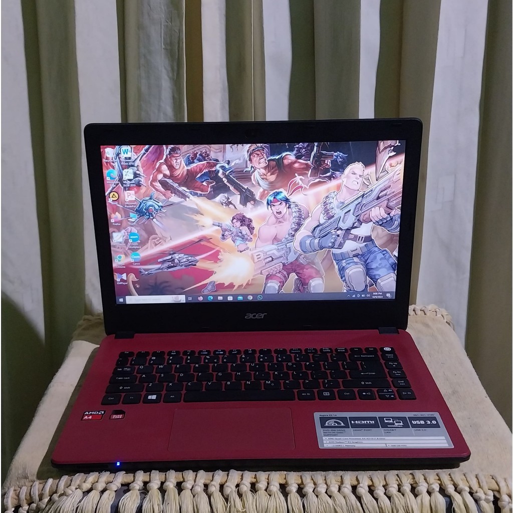 ACER ES1 - 421 AMD A4 - 6210 RAM 8 GB DDR4  SSD 128 GB VGA R3 2 GB LAYAR 14"HD WIN 10 BERGARANSI