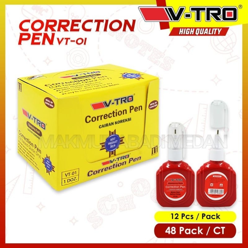 

(1Pcs) V-TRO Correction Pen Botol Merah VT-01 Tipex Cair Stipo Cair Correction Fluid Tip-ex Merah