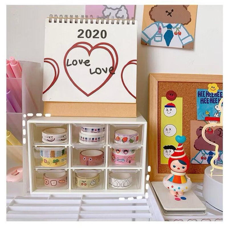 [𝐍𝐄𝐖] Laci Mini Serbaguna Storage Box Perhiasan Aksesoris Rak Kosmetik 9 Sekat Tempat Beads Stationa