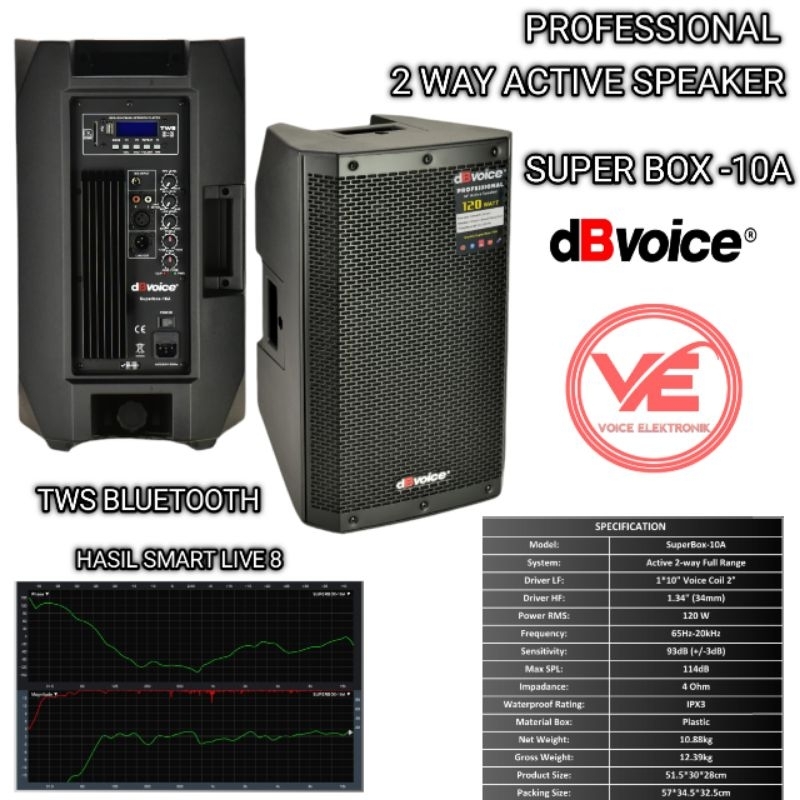 Speaker Aktif DbVoice Super Box 10A Original Speaker Bluetooth TWS Speaker 10 Inch