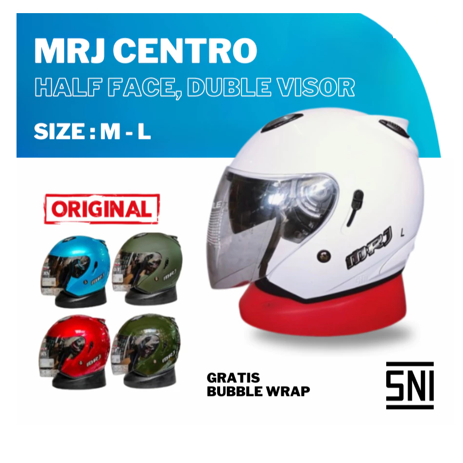 MRJ Centro Helm Half Face Double Visor Original 100% SNI