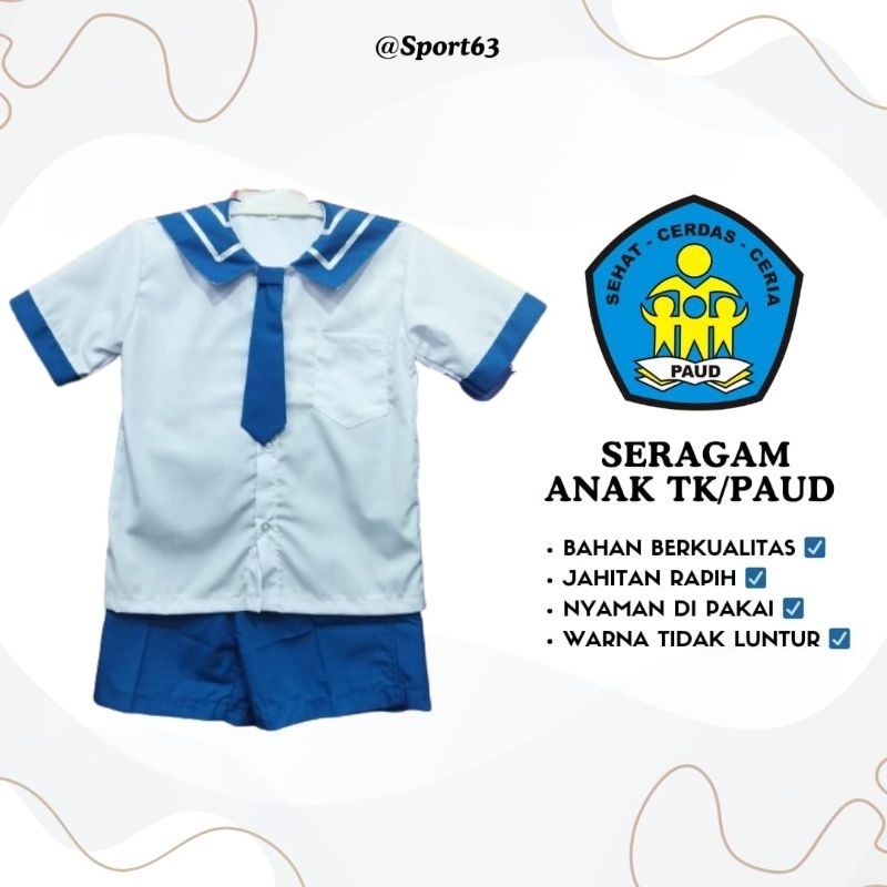 Seragam TK nasional/Seragam tk/Paud/ Satu set baju anak Tk/Paud/Stelan baju anak paud/Stelan baju an