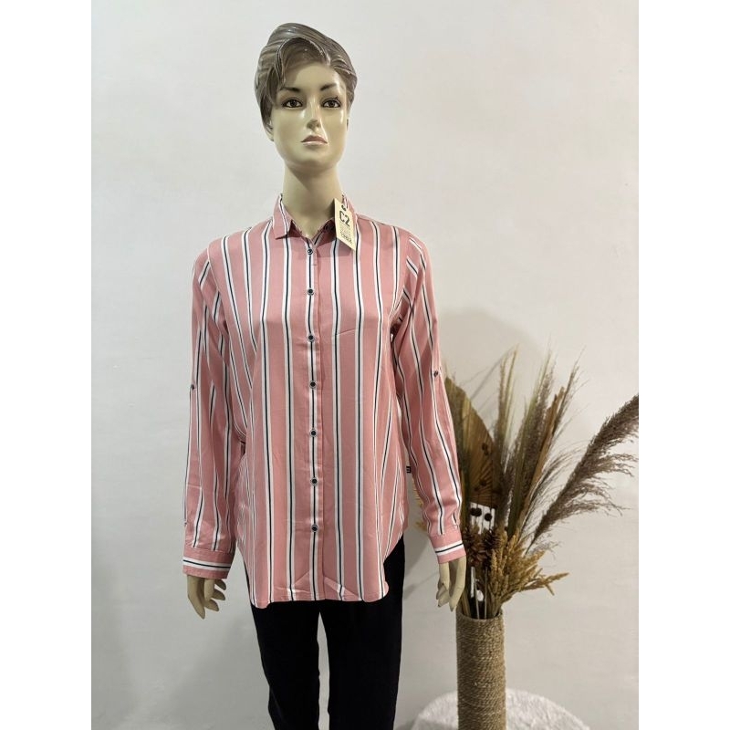 C2 OUTFITTERS Pink Kemeja Lengan Panjang Wanita  Casual ORI