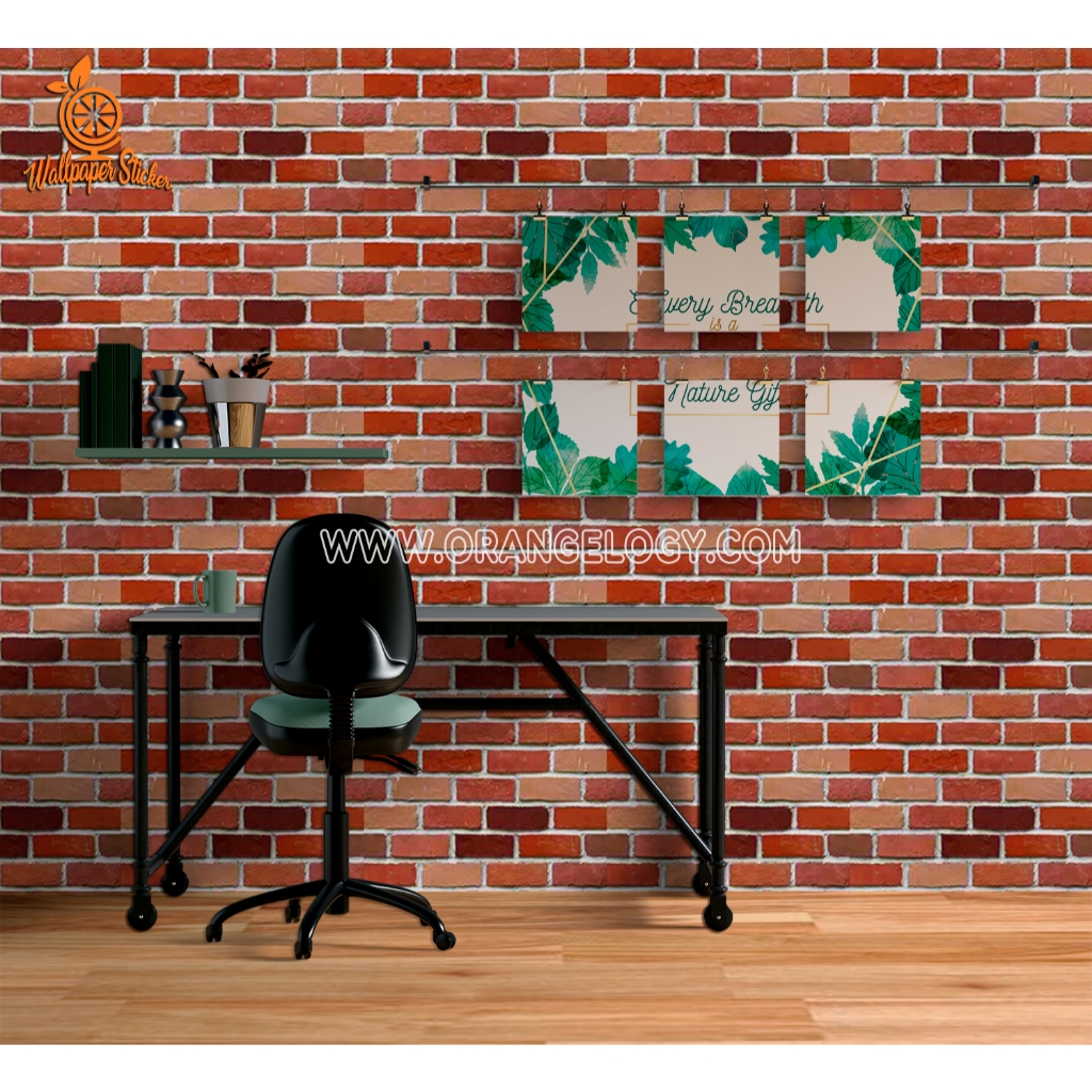 DTG Wallpaper Dinding Motif Batu bata merah 45 x 8 Meter Wallstiker dekorasi Rumah GH180