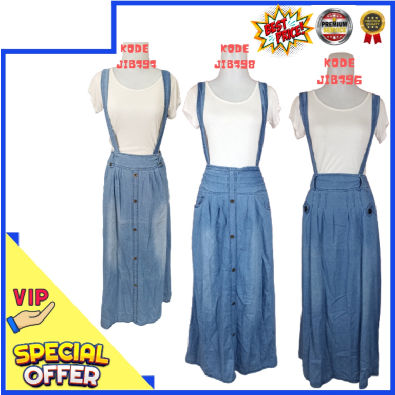 Baju Kodok Rok Panjang / Overal Jeans Wanita / Overal Panjang Wanita / Overal Jeans