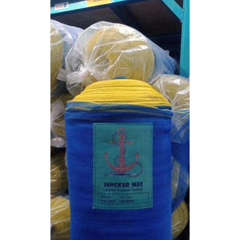 Jaring Polynet Biru  Safety Net Biru Cap Jangkar Mas per roll panjang 1 meter x lebar 13 meter KODE 