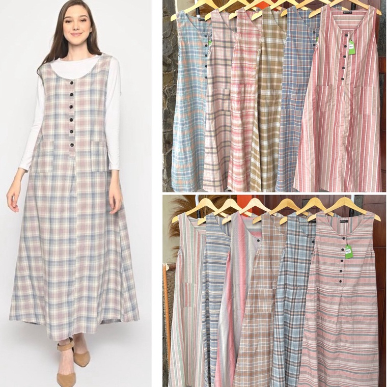 KODE K88R Overall Polos Overall Dress Tree Cotton Overall Wanita Overall Dress Tanpa Lengan Overall 