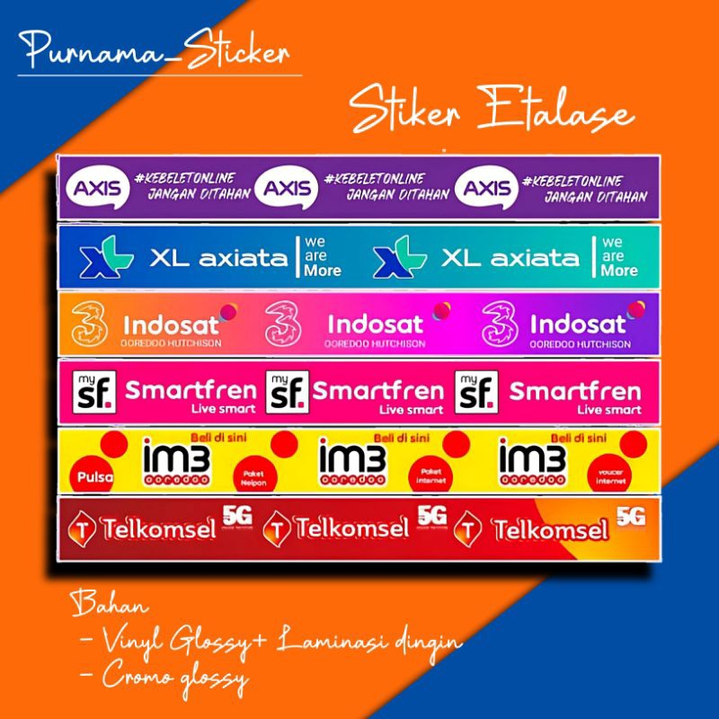 

STIKER LABEL ETALASE KONTER PULSA UKURAN 5X47CM BAHAN CROMO