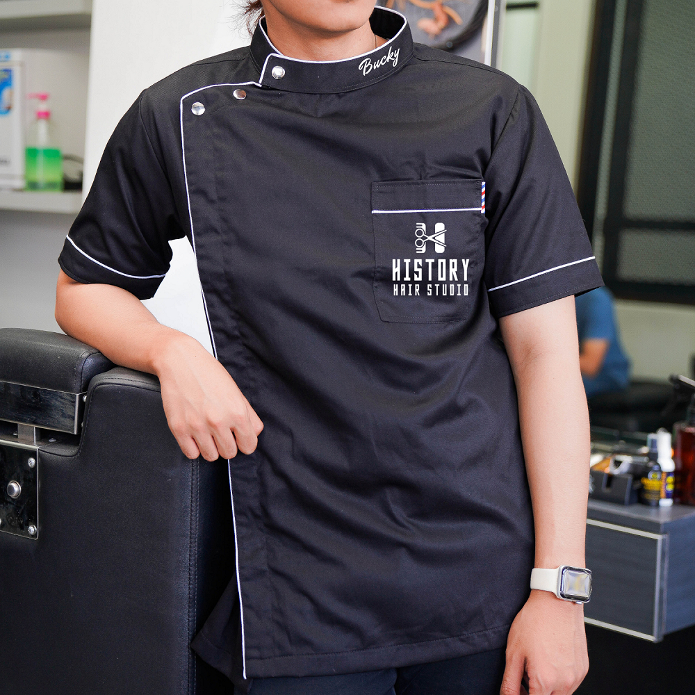 Kameja Baju Koki/Barber varian warna