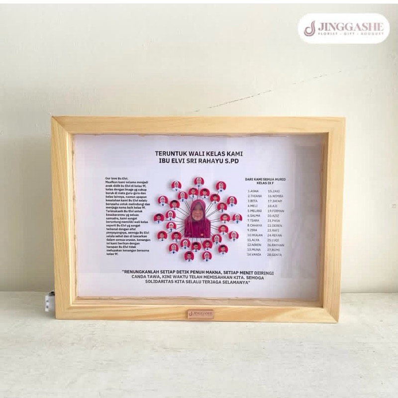 JINGGASHE - Hadiah perpisahan sekolah kekinian- Pop Up Frame 3D - Tema sekolah - Kado Guru - Hari Gu