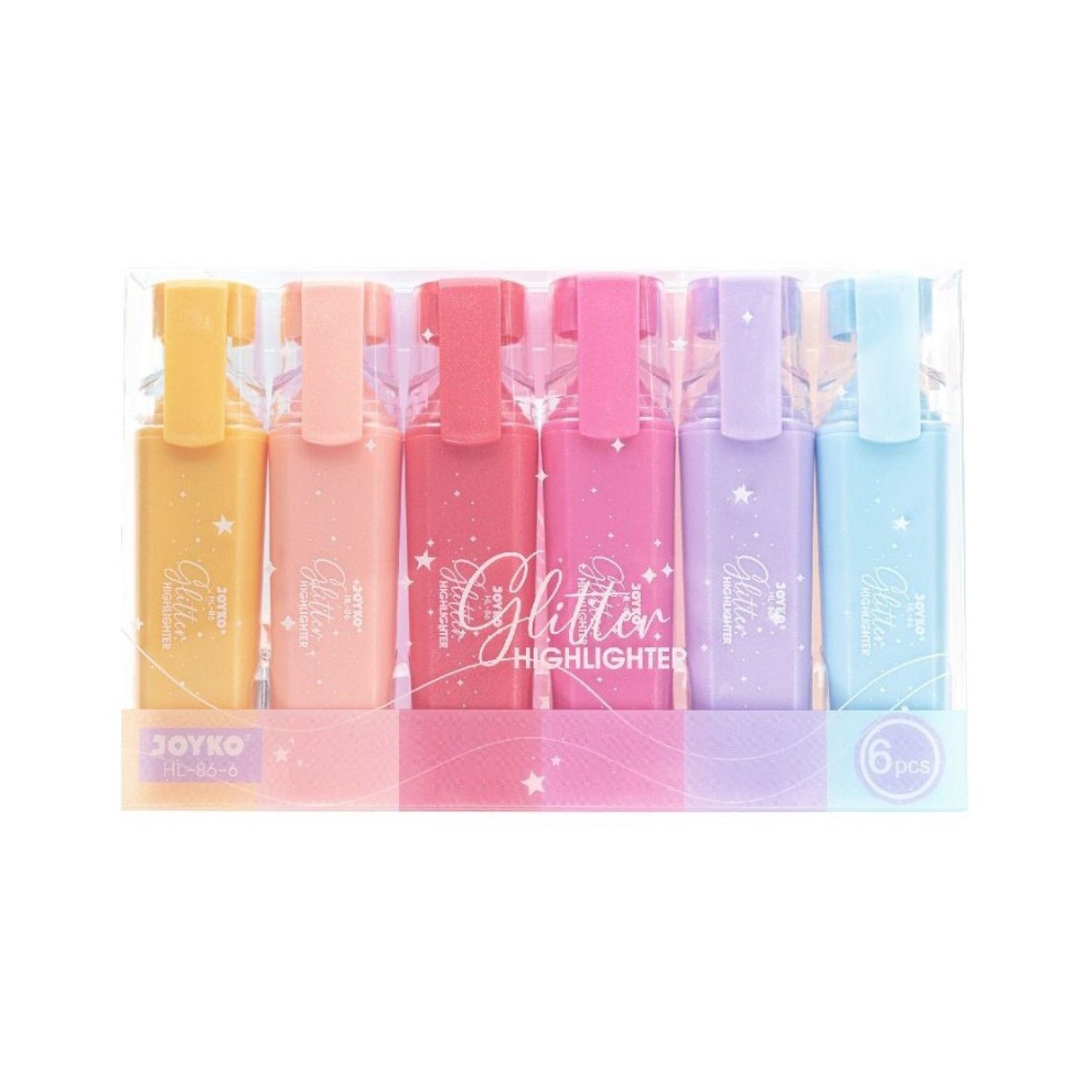 

KODE F4M6 SET Highlighter Glitter Penanda 6 Warna Pastel Joyko HL866 MURAH