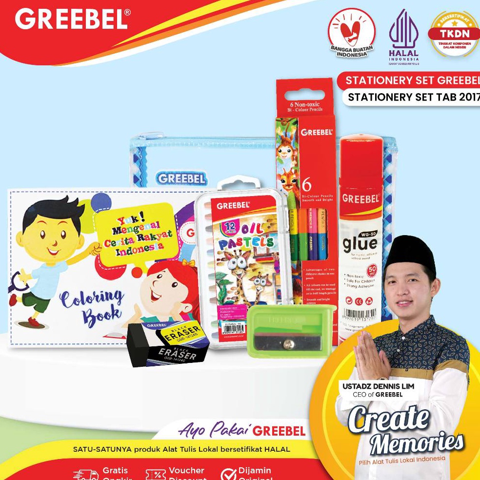

Harga Meriah GREEBEL Paket Alat Tulis TAB 217 Stationery Set Paket Mewarnai
