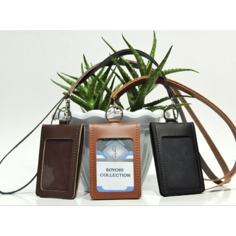 

Pabrik name tag id card holder 3 in 1 lanyard kulit pu