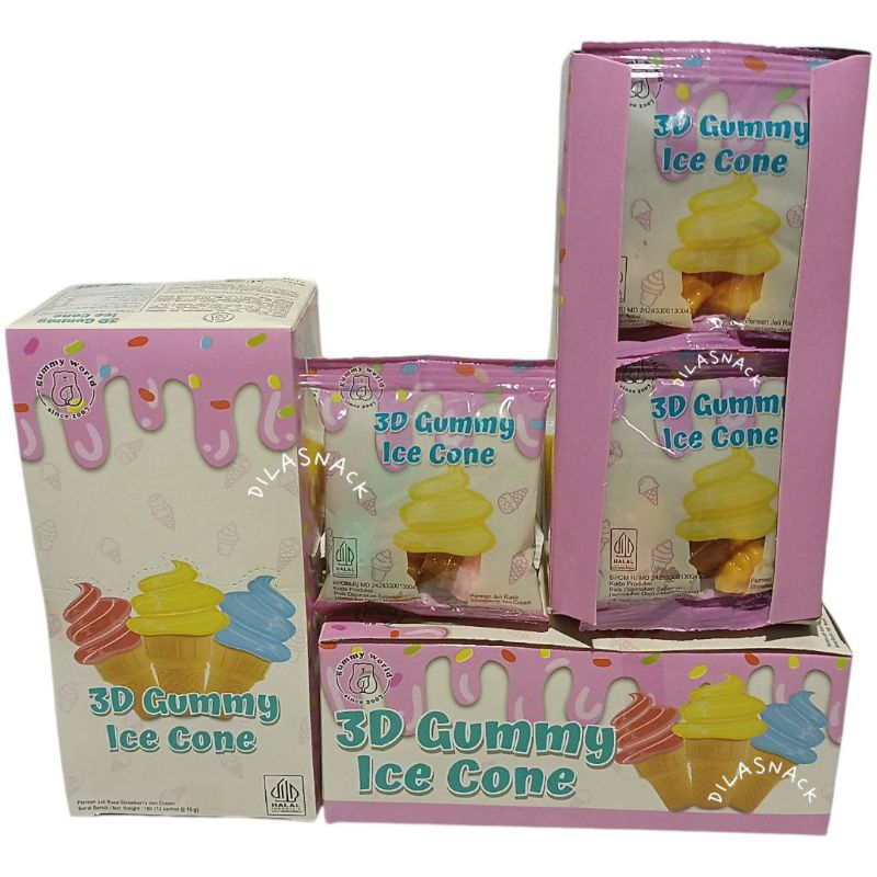 

Permen jelly yupi 3D Gummy ice cone 1 box isi isi 12 yupi bentuk ice cream permen jelly jelly jeli rasa aneka buah