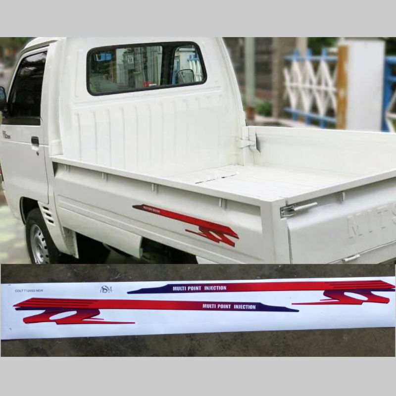 Sticker striping mobil mitsubishi colt t120ss multi point injection merah biru LIS COLT T120ss MPI b