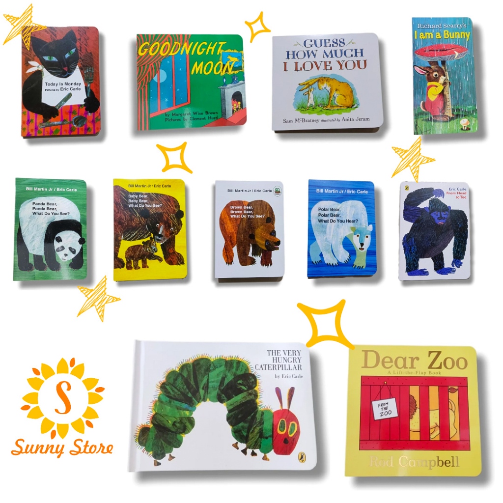 Eric Carle Board Book -Segel- Very Hungry Caterpillar Dear Zoo Brown Bear Guess How Much I love You