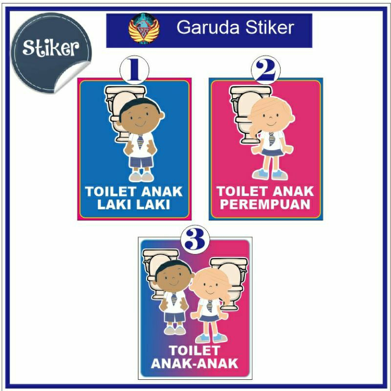 

Stiker, toilet anak laki laki, toilet anak perempuan & toilet anak anak