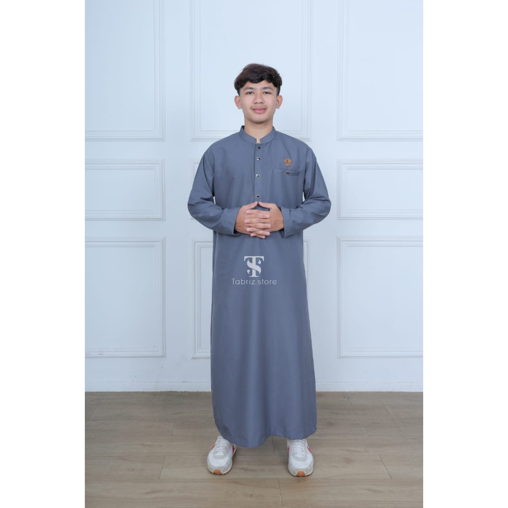 promo terbaru jubah pria muslim remaja dewasa model kancing sultan dubai - gamis muslim dubai