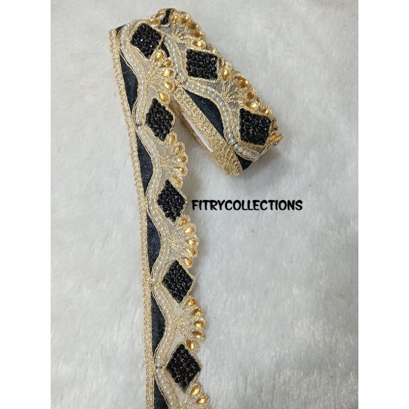 NEW COLLECTIONS RENDA INDIA BORDIR PERPAYET/RENDA PERMATA/RENDA MUTIARA LEBAR 4CM