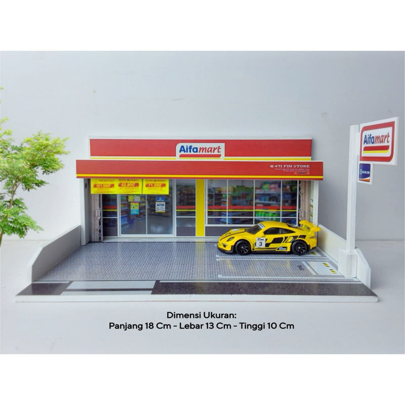 DIORAMA ALFAMART - MINIATUR ALFAMART - PARKIR HOTWEELS