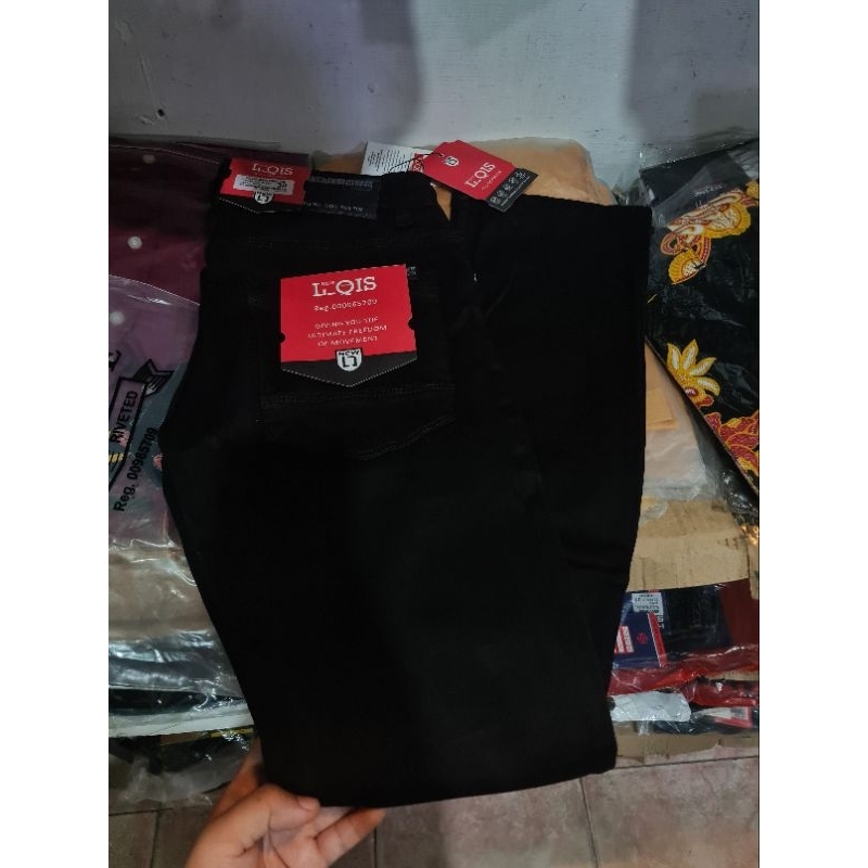 celana jeans hitam pekat l qis premium