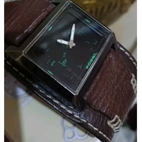 SUPER RARE ocil JR8340 Big Tic Animated Matrix Black Leather Watch RUNNINg