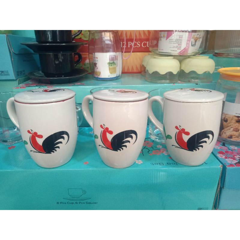 KOPIN Mug Keramik Putih Ayam Jago