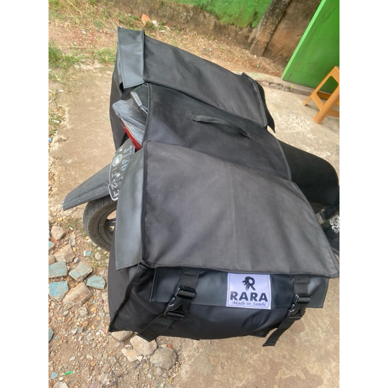 tas ambung obrok saddle bag kandek tobos along along keranjang motor bahan anti air full lapis terpa