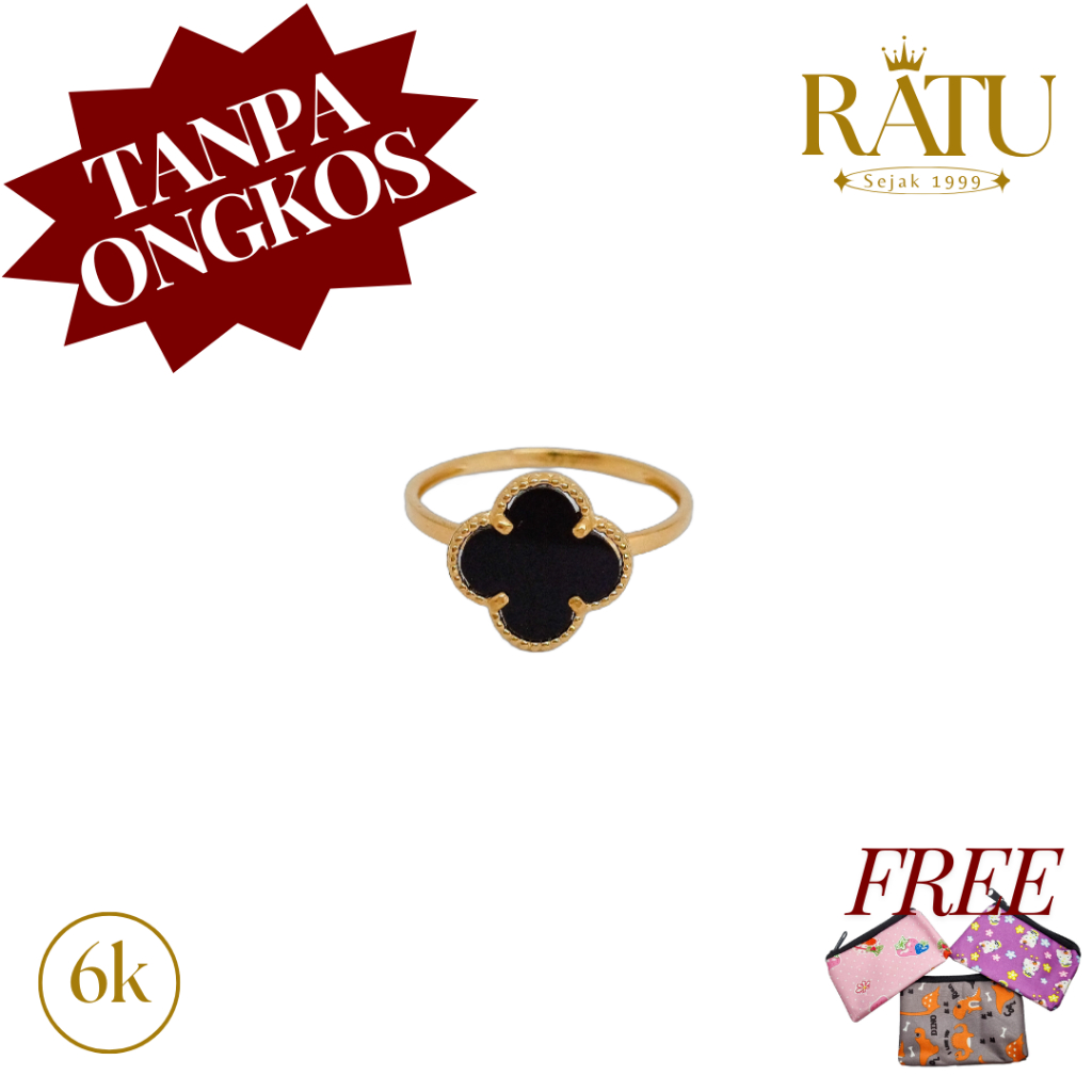 Cincin EMAS ASLI Kadar 300 / 6K - Biggy Clover - UBS