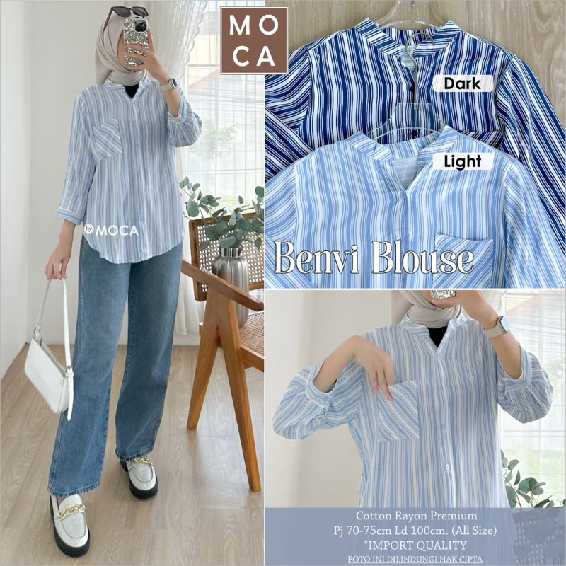 yf.fash - Benvi Blouse Wanita Salur Cotton Rayon Premium Import Quality