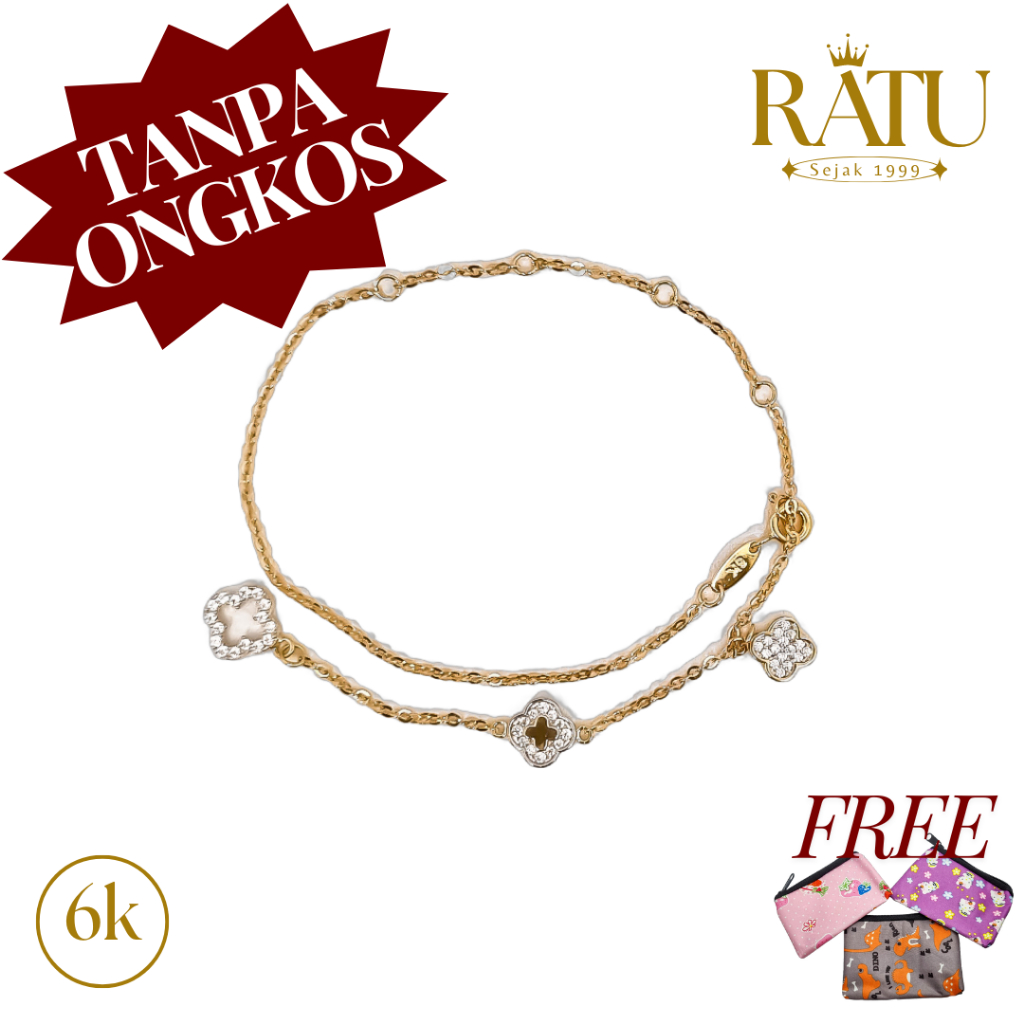 Gelang EMAS ASLI kadar 300 / 6K - Gelang Tangan Gelang Kaki - Lotus