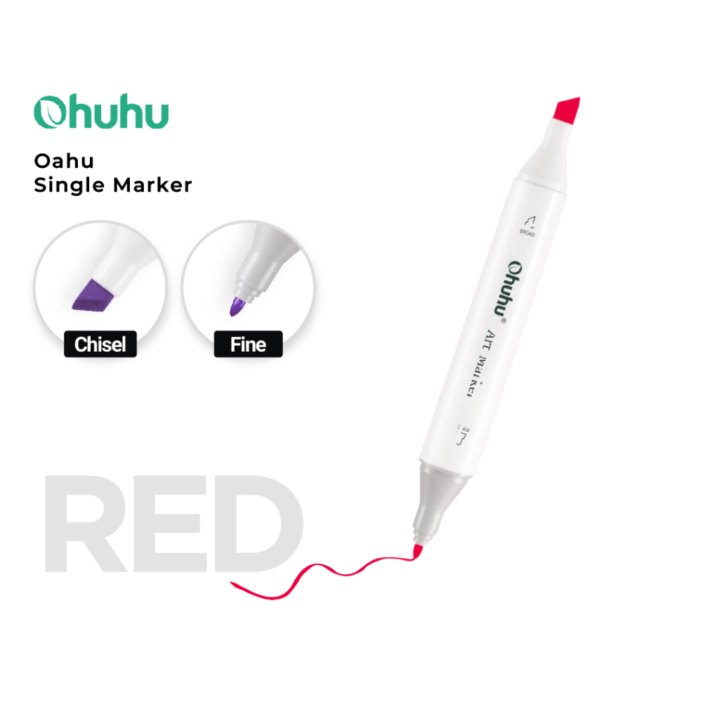 

OHUHU SINGLE Oahu (Fine & Chisel) - RED SERIES | 322 Colors Refill Marker Satuan