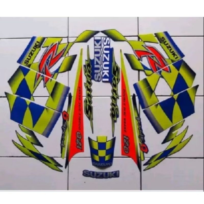 Striping Motor / Les Body Suzuki Satria R 120 (2tak) 2003 / Satria Lumba biru kenny roberts