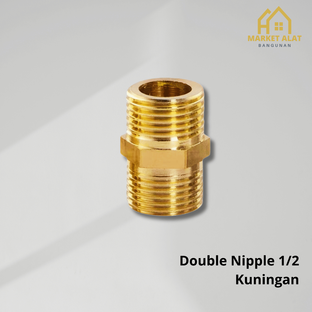 Double Nepel 1/2 Bahan Kuningan / Dobel Nipple