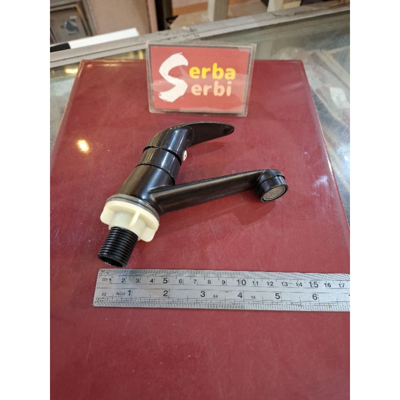 (HITAM SS WASTAFEL) Kran cuci tangan keramik drat bawah 1/2"