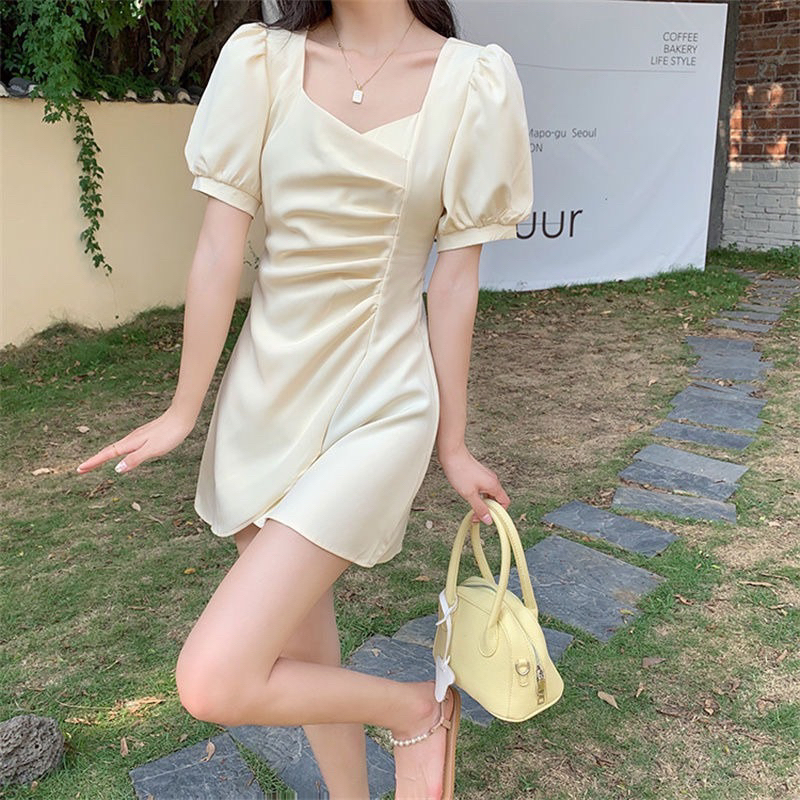 Tortton Dress wanita Korea Style  Lengan Pendek Dress Kasil Mini Dress