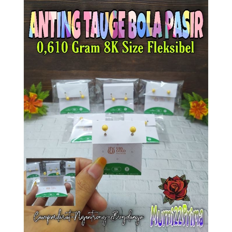 ANTING TAUGE BOLA PASIR EMAS ASLI
