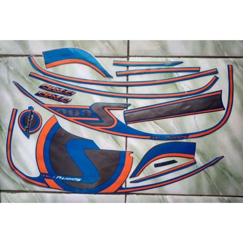 striping Honda scoopy fi biru oren untuk body full biru 2014