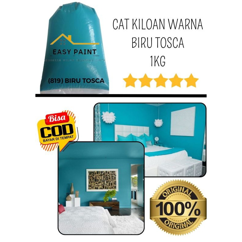 Cat tembok kiloan warna biru tosca Cat tembok kiloan kualitas super 1kg