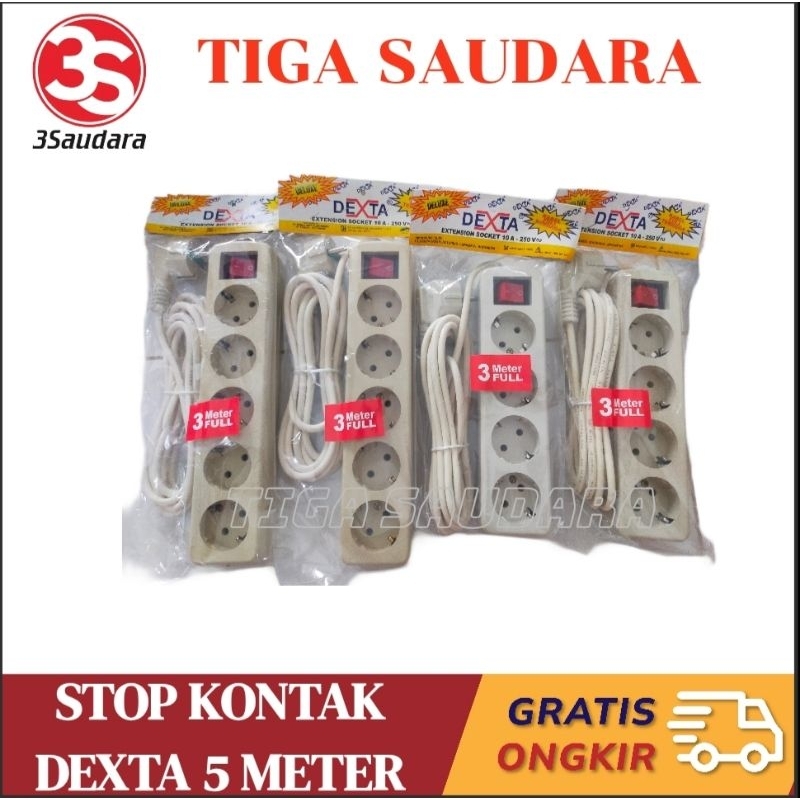 STOP KONTAK DEXTA 3/4/5 LUBANG 5 METER