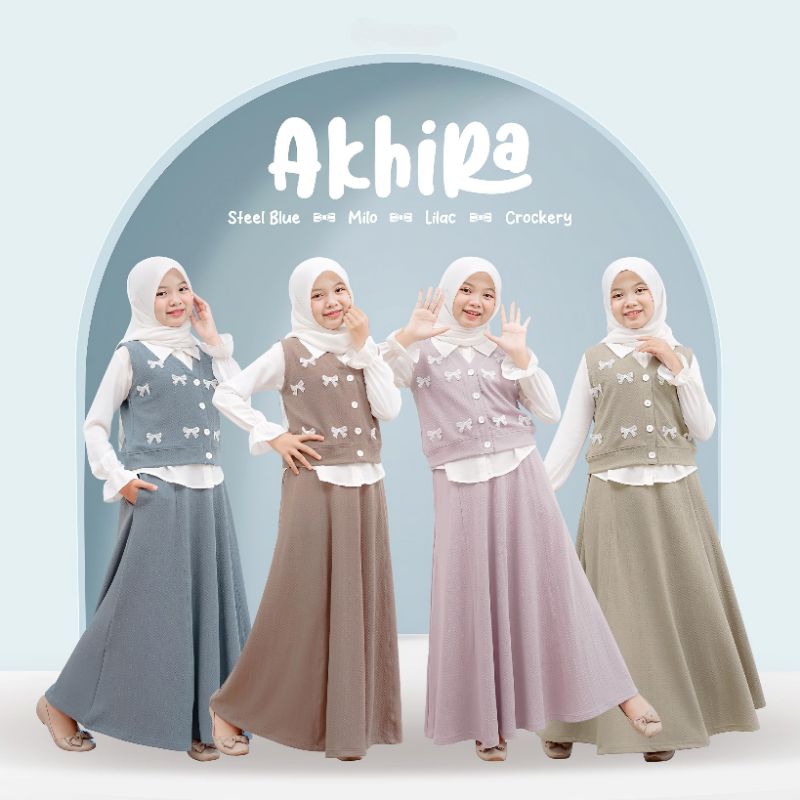 Akhira One Set Rok Pakaian Anak Perempuan Tanggung Set Anak Cewek Umur 2 3 4 5 6 7 8 9 10 11 12 13 T