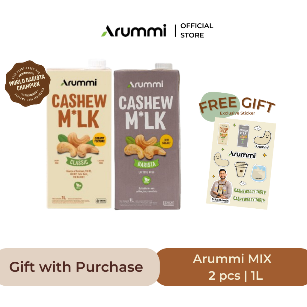 

Arummi Cashew Milk MIX 1L Non Dairy Milk - FREE Exclusive Sticker Set