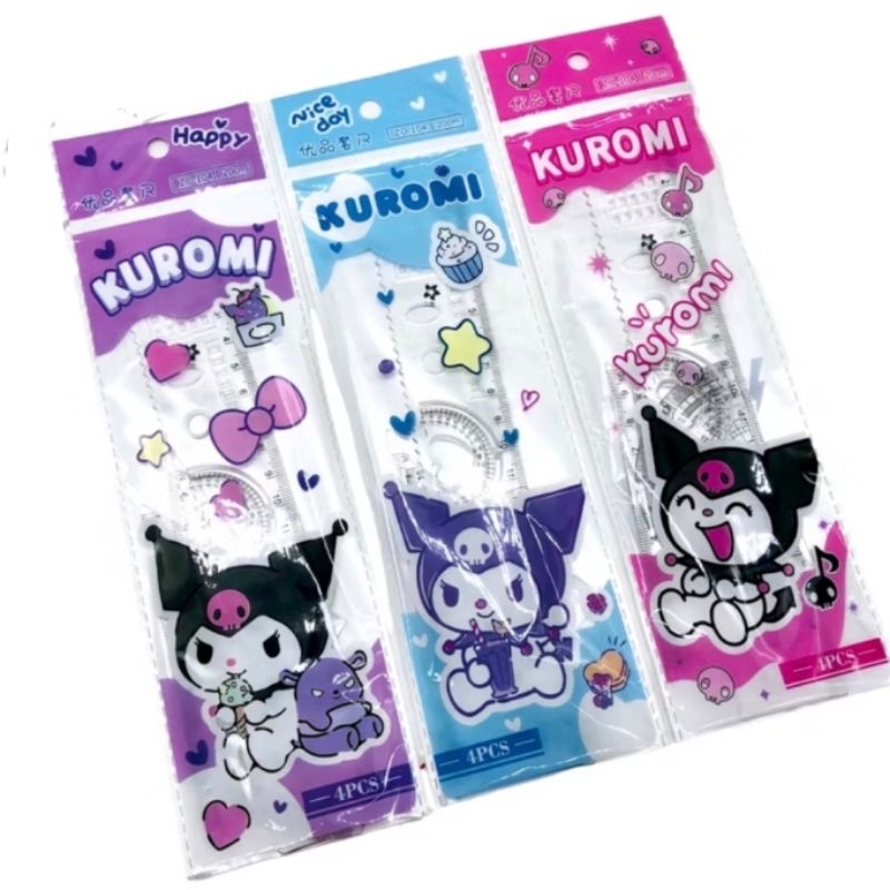 

Penggaris set SANRIO KUROMI, fancy kartun (1 set isi 4 pcs) / Set Penggaris Sanrio, Unicorn, ZX-012, HZ-821, 824 / Penggaris set 4 pcs / Penggaris fancy set kuromi, fancy kartun 4 pcs