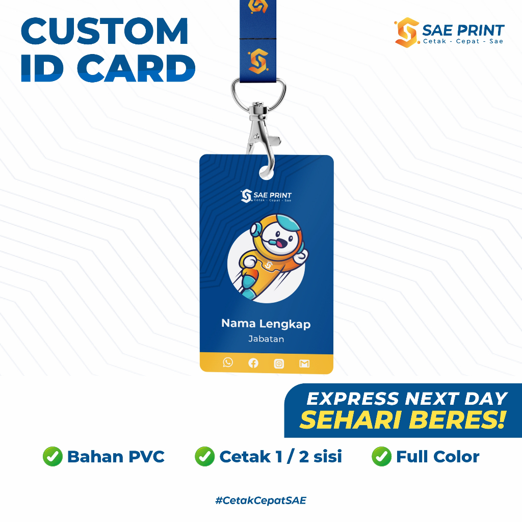 

ID CARD CUSTOM | PHOTOCARD | NAME TAG | MEMBER CARD | VISITOR CARD | KARTU ANGGOTA | KTA | KTM | KARTU PELAJAR