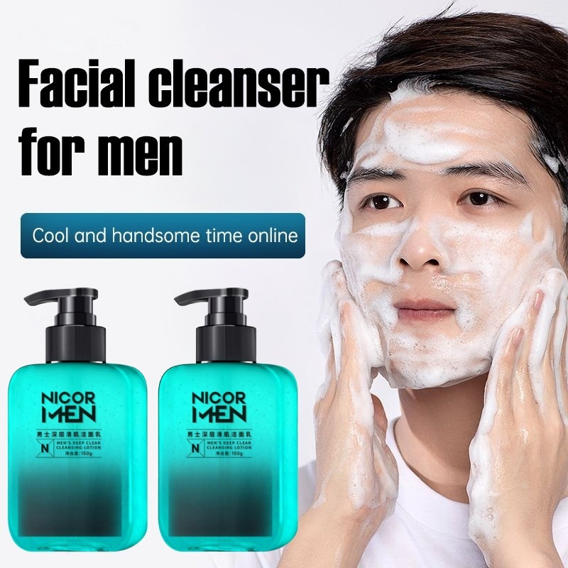 Nicor Pembersih Wajah Pria Sabun Wajah Pria Jerawat 150g Pemutih Wajah Pria Kontrol Minyak Tungau Pe