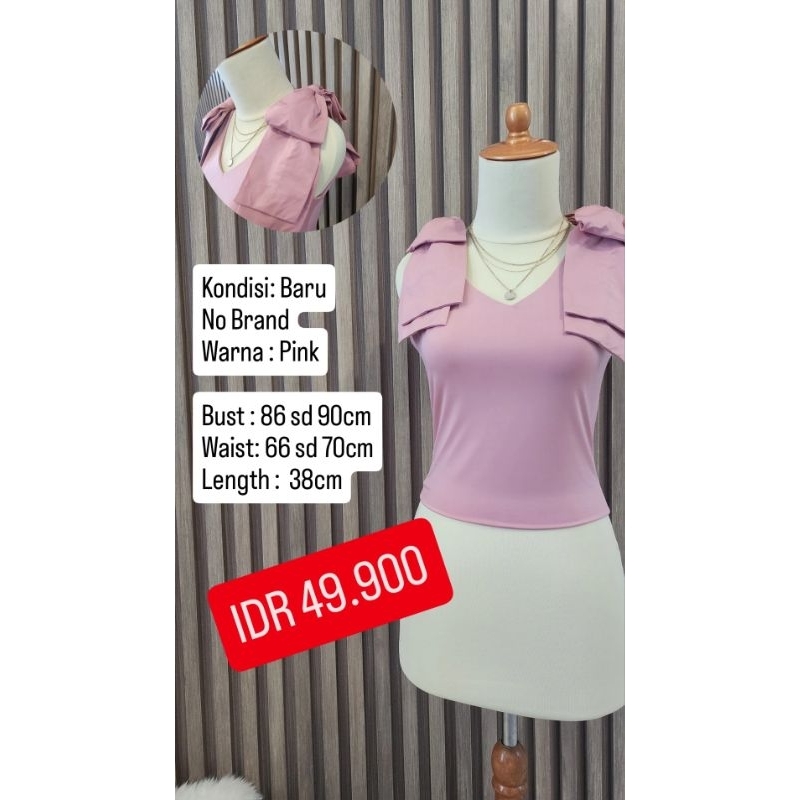 Baju atasan pita besar | baju pink