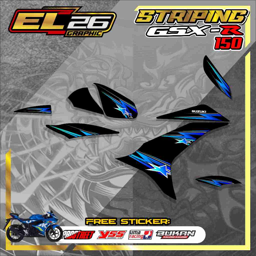 650 STRIPING STICKER GSX-R 150   - STICKER GSX-R 150 MOTIF BINTANG