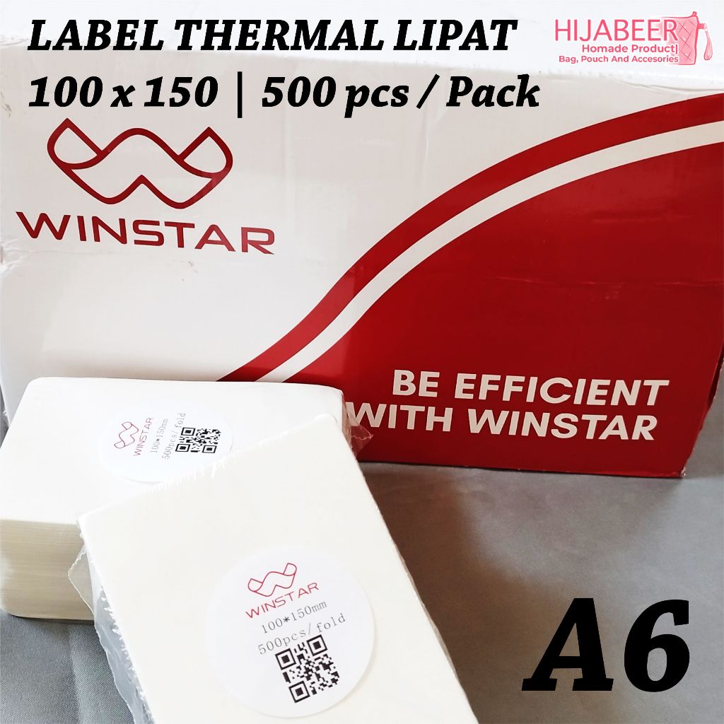 

Kertas Label Sticker Thermal Lipat 100 x 150 Ukuran A6 isi 500 Pcs / Pack