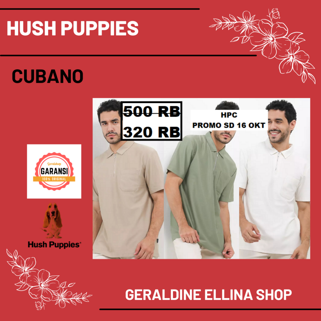 Kaos pria Hush Puppies SALE 100% original store seri CUBANO ZIPPED