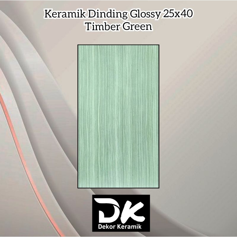 Keramik Dinding Glossy Timber Green & Beige 25x40 Merk Mulia